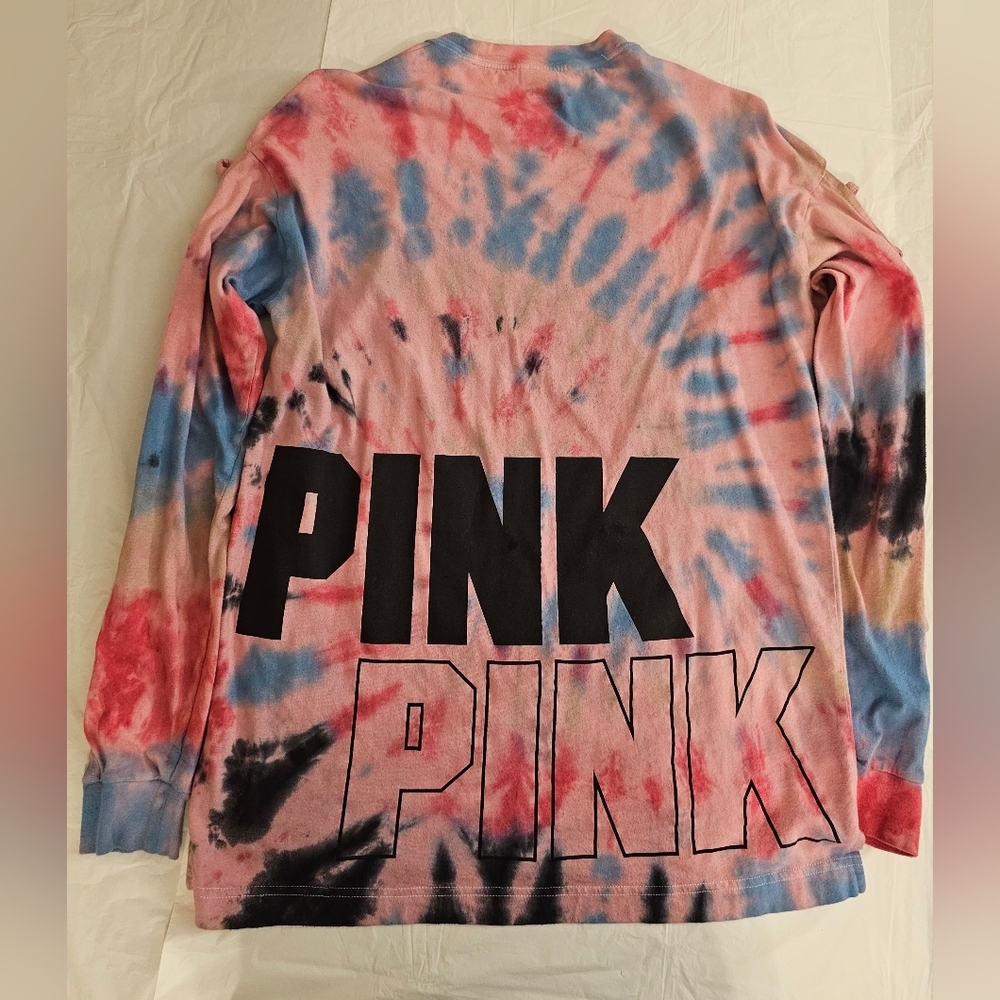 PINK Victoria's Secret tie dye long sleeve T-shirt size Xsmall - Picture 6 of 6